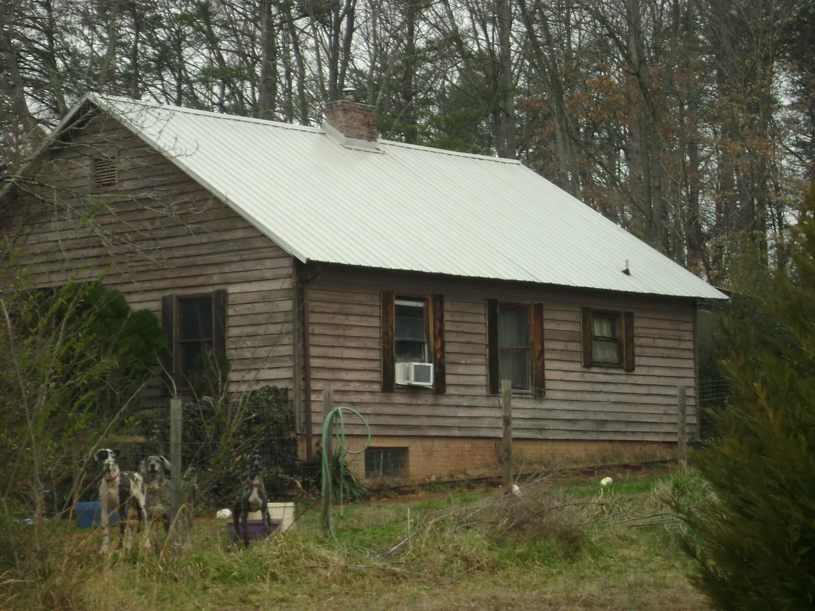 White metal roof on an old wood sided farmhouse, from a Metal Roof Installation job in Ossipee